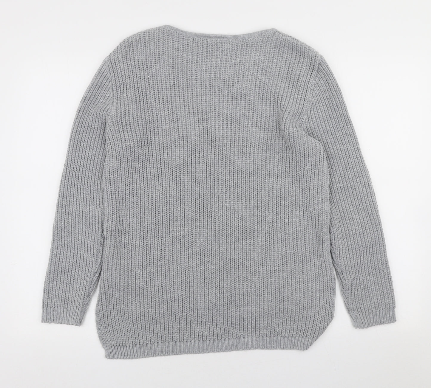 Principles Womens Grey Scoop Neck Acrylic Pullover Jumper Size 12