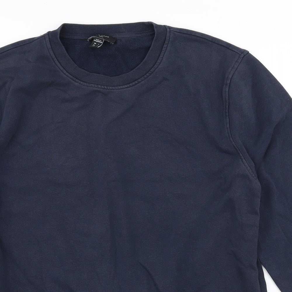 New Look Mens Blue Cotton Pullover Sweatshirt Size L
