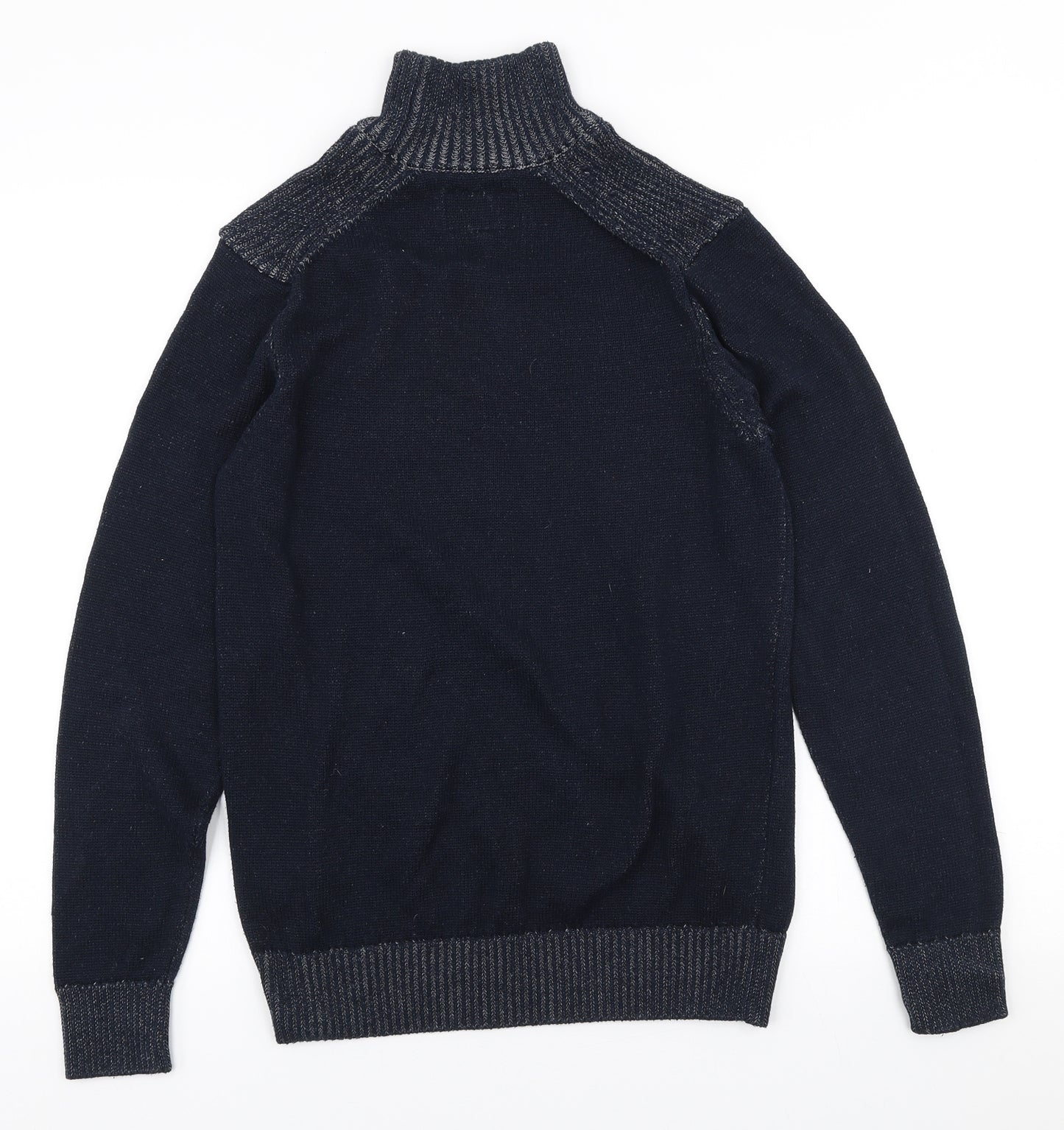 SikSilk Mens Blue High Neck Cotton Pullover Jumper Size XS