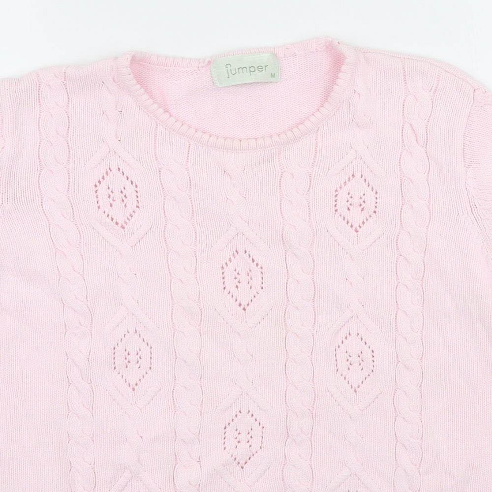 Jumper Womens Pink Round Neck 100% Cotton Pullover Jumper Size M