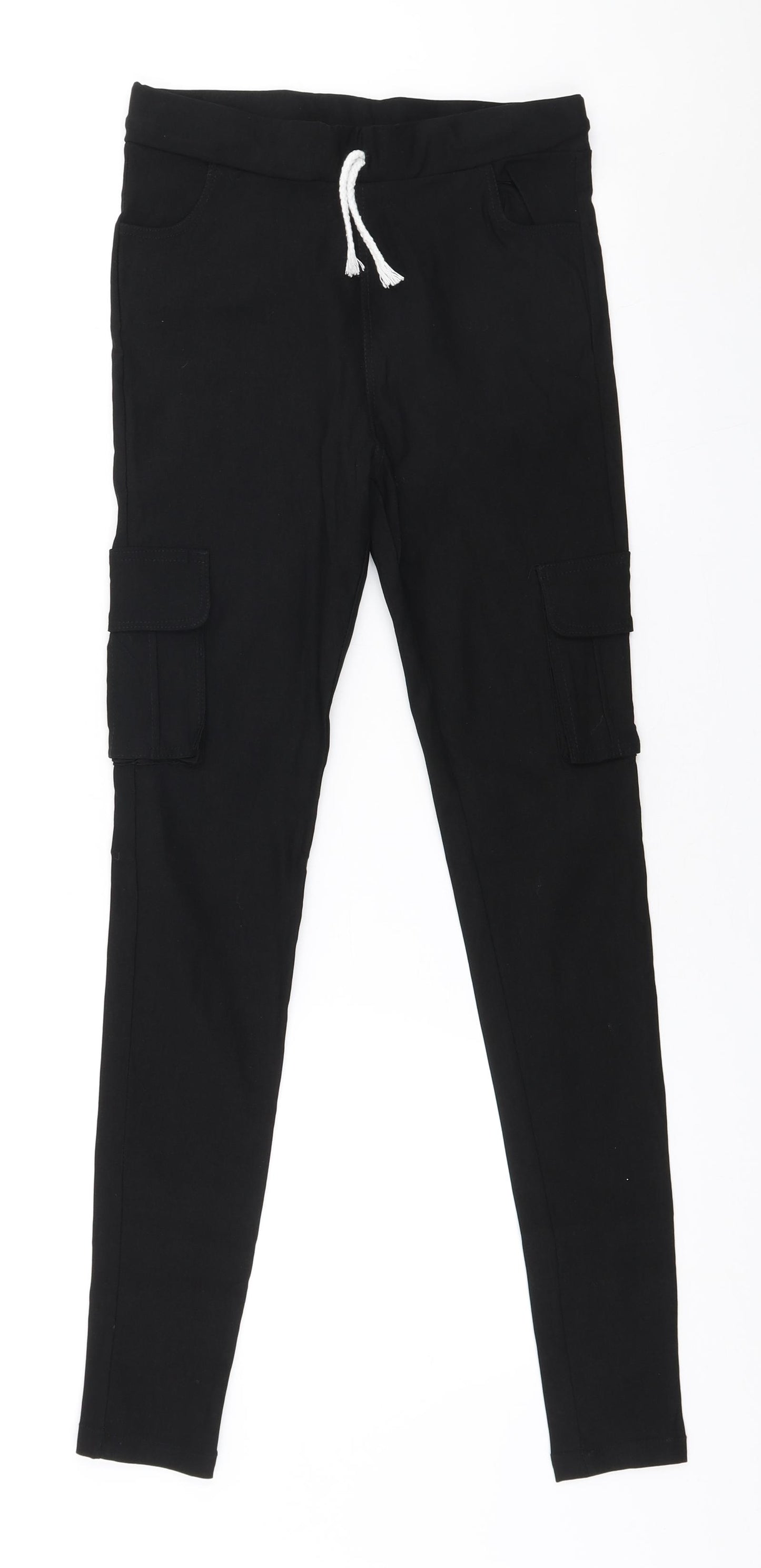 Preworn Womens Black Polyester Cargo Trousers Size 26 in L27.5 in Slim