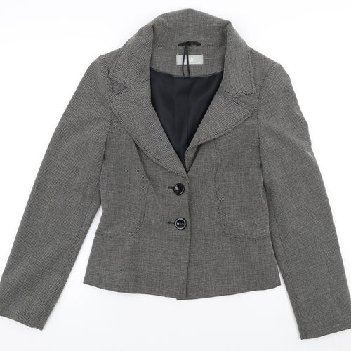 Wallis Womens Grey Geometric Polyester Jacket Suit Jacket Size 10