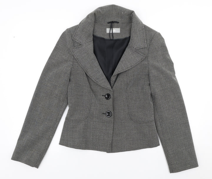 Wallis Womens Grey Geometric Polyester Jacket Suit Jacket Size 10