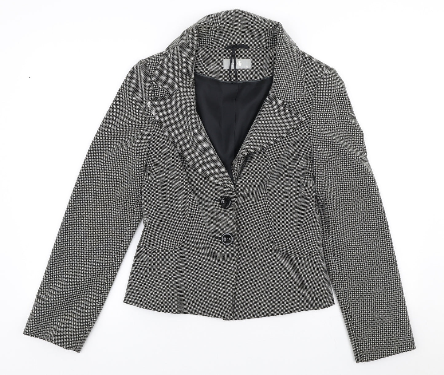 Wallis Womens Grey Geometric Polyester Jacket Suit Jacket Size 10