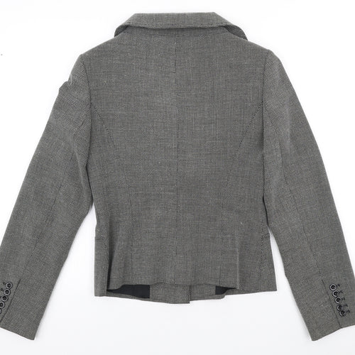 Wallis Womens Grey Geometric Polyester Jacket Suit Jacket Size 10