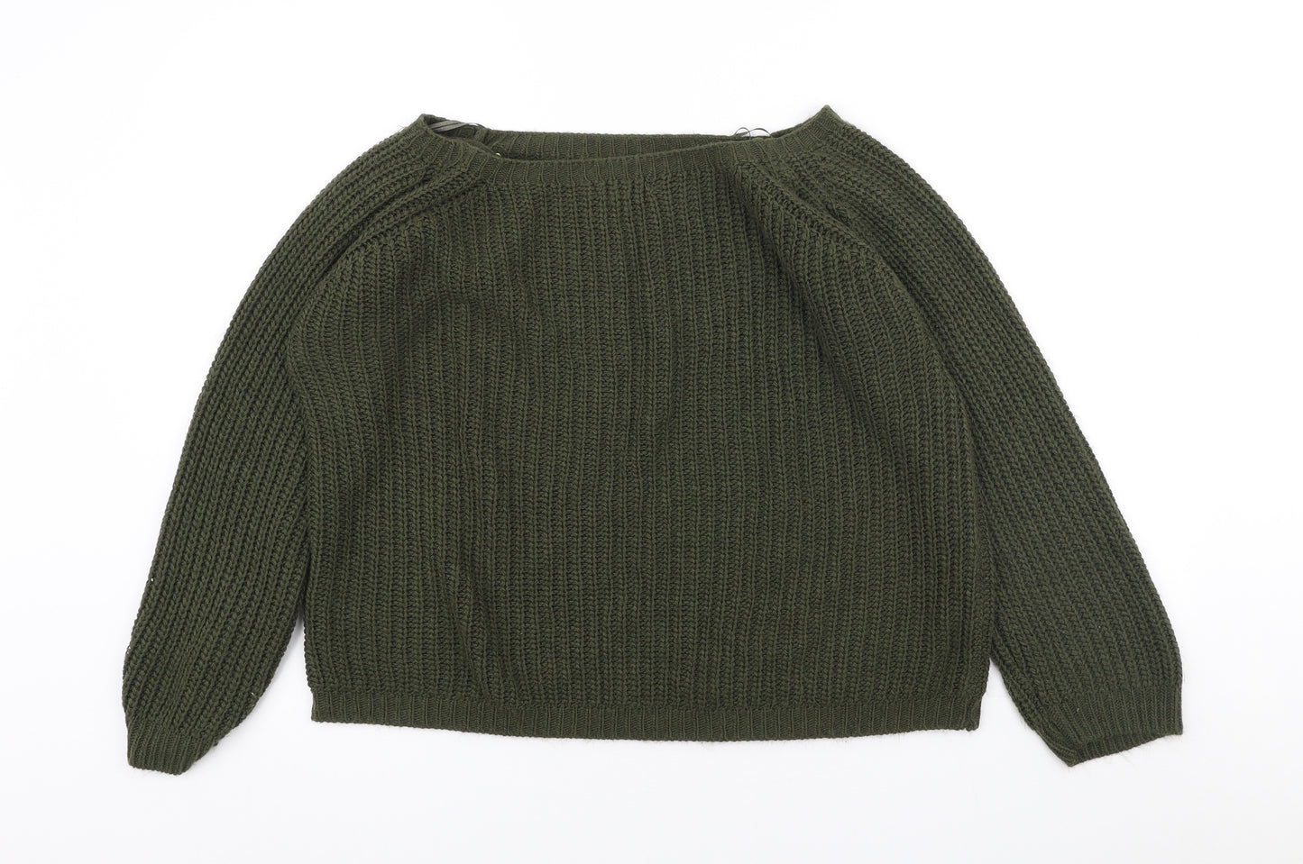 Quiz Womens Green Scoop Neck Acrylic Pullover Jumper Size L