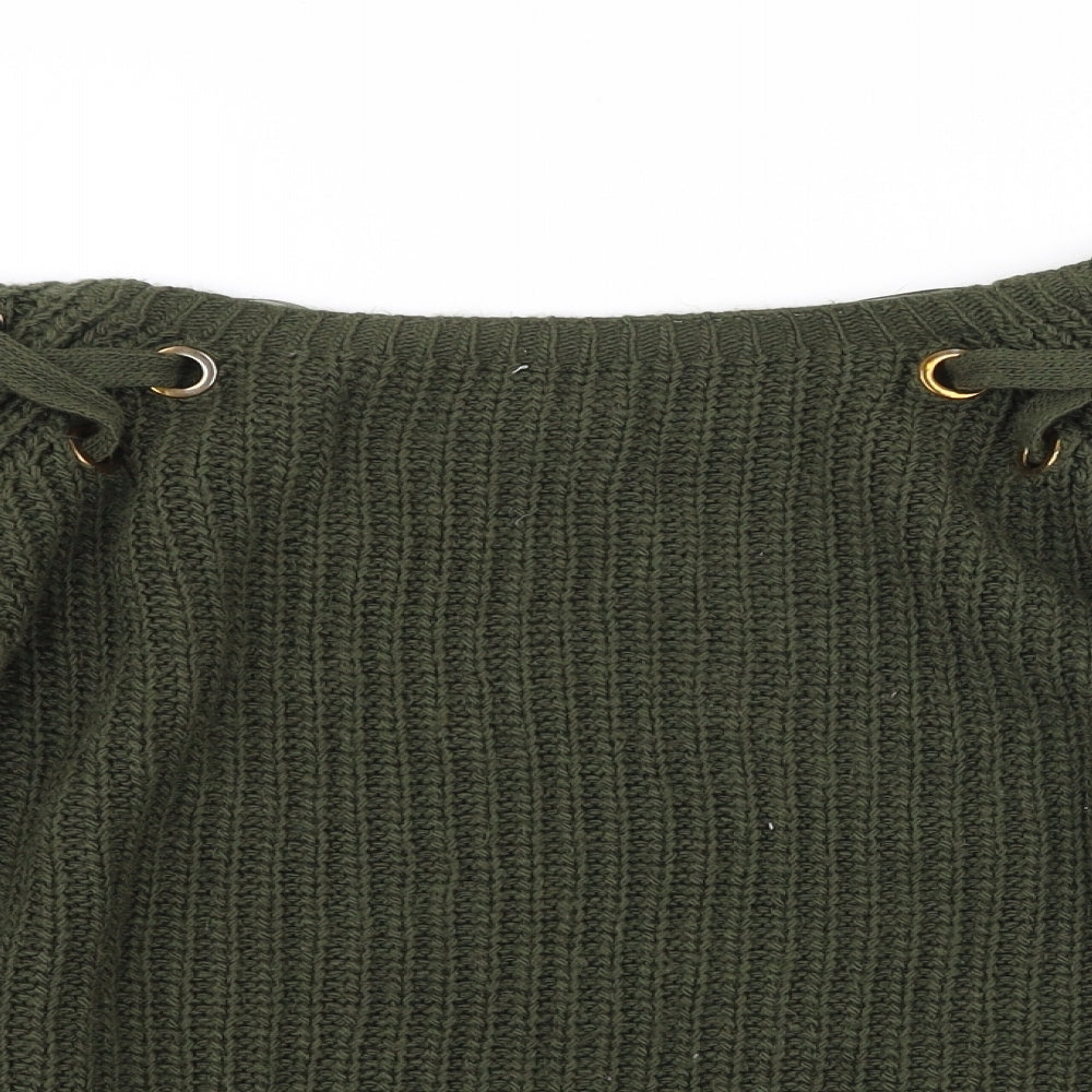 Quiz Womens Green Scoop Neck Acrylic Pullover Jumper Size L