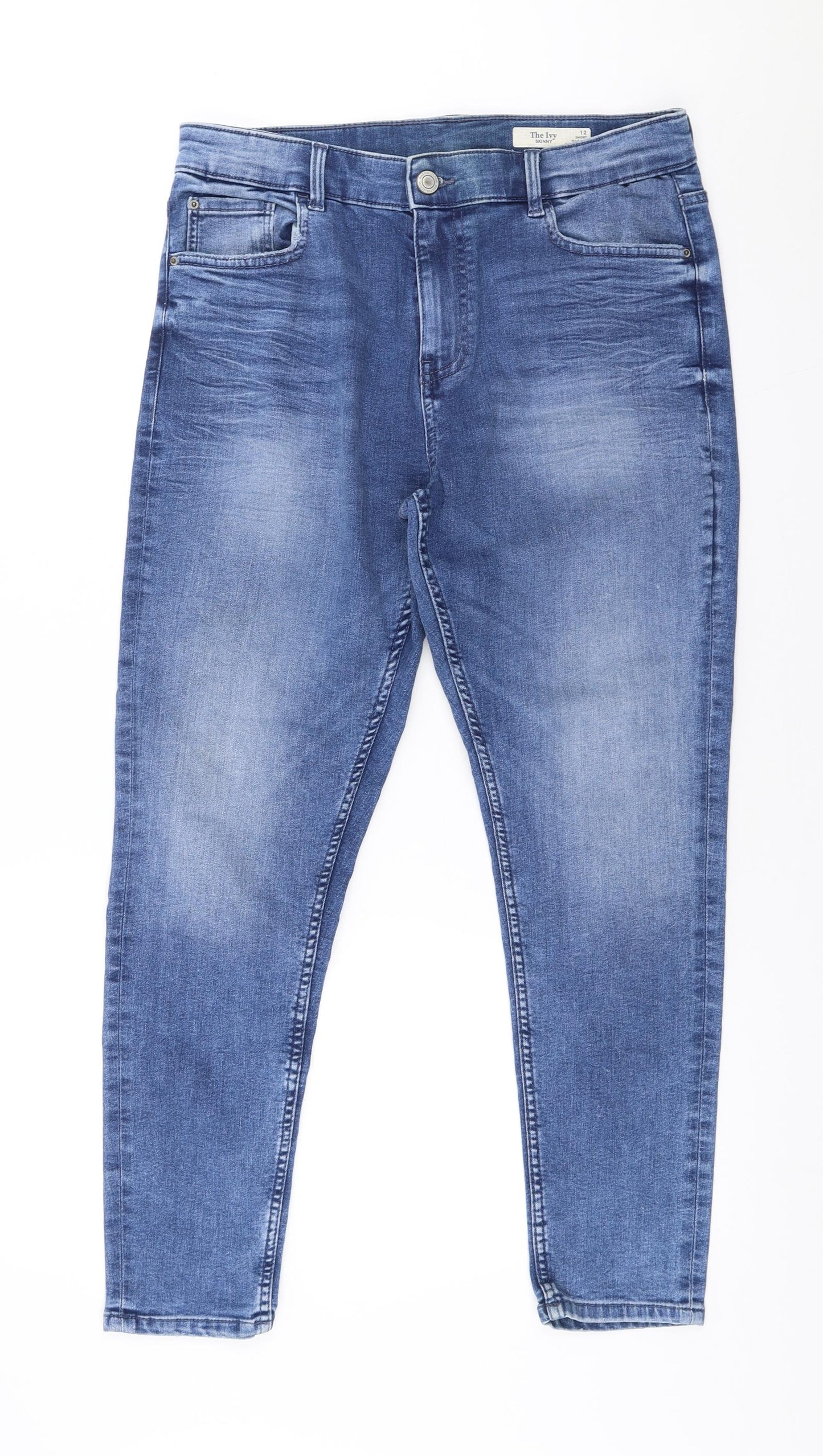 The Ivy Womens Blue Cotton Skinny Jeans Size 12 L25.5 in Slim - Short leg