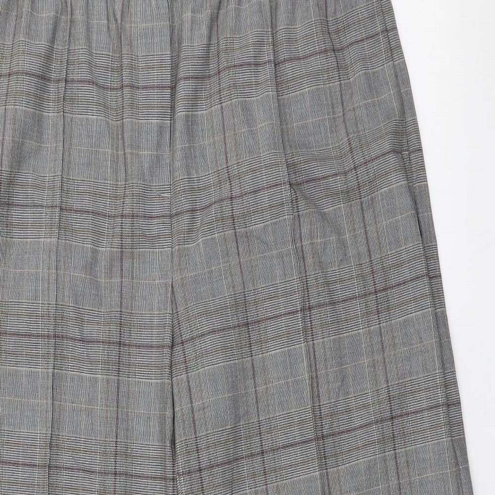 Marks and Spencer Womens Grey Plaid Polyester Trousers Size 14 L27 in Regular