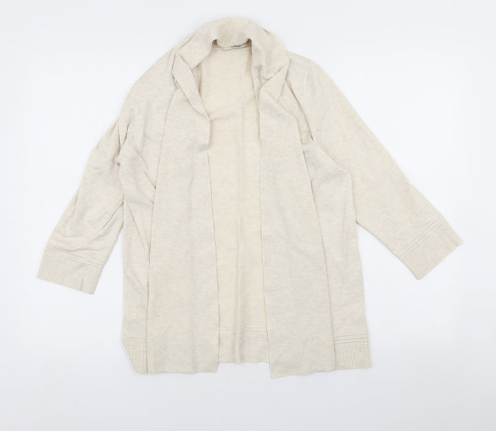 Marks & Spencer Womens Beige Mock Neck Viscose Cardigan Jumper Size 14