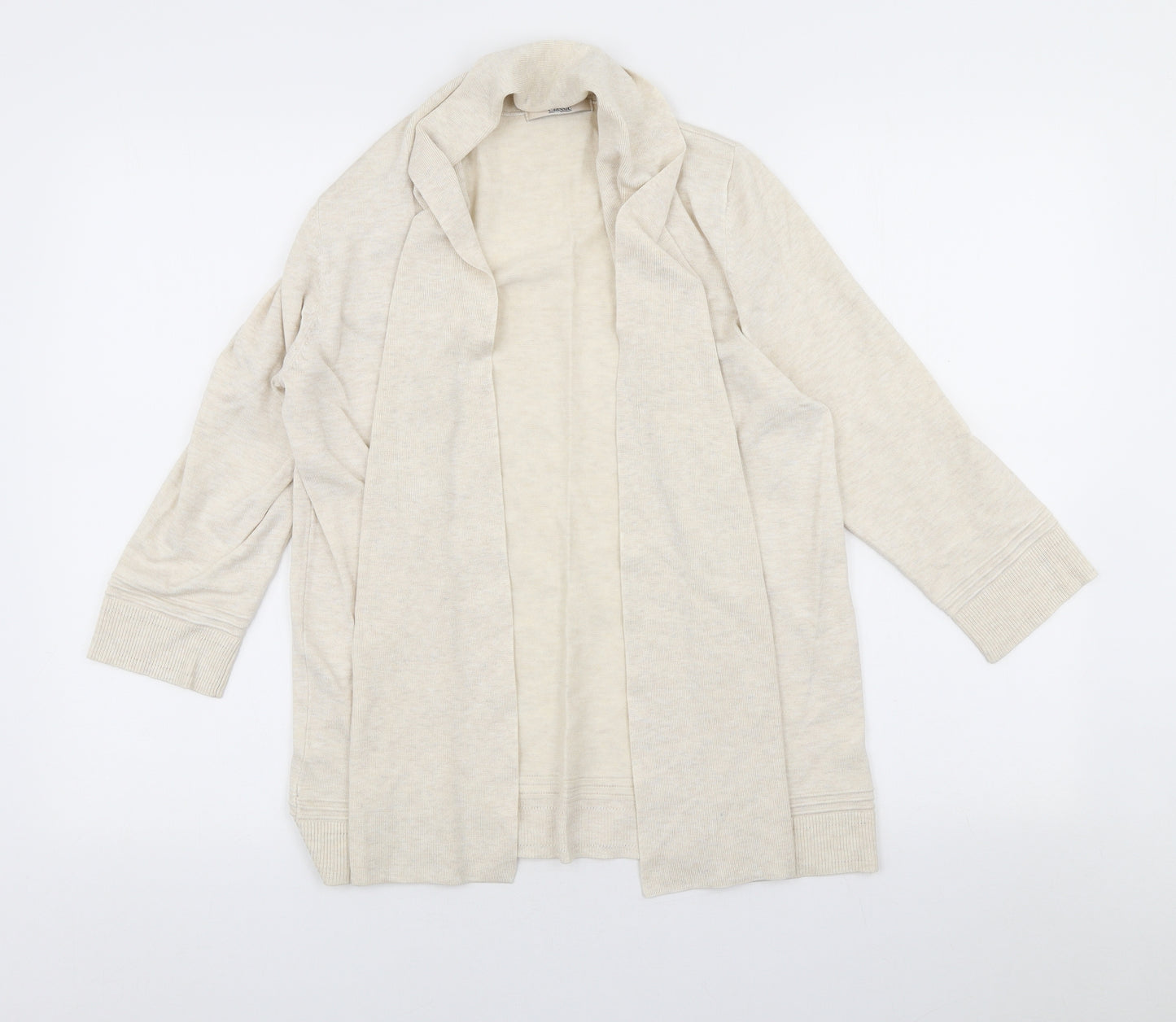 Marks and Spencer Womens Beige Mock Neck Viscose Cardigan Jumper Size 14