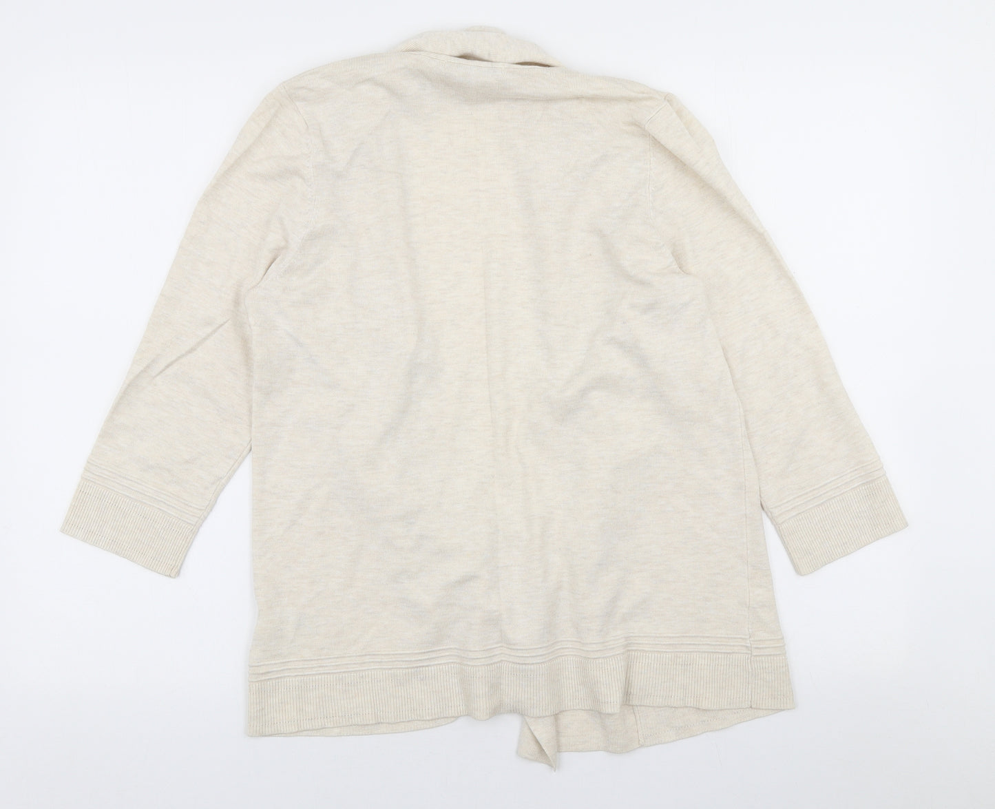 Marks and Spencer Womens Beige Mock Neck Viscose Cardigan Jumper Size 14