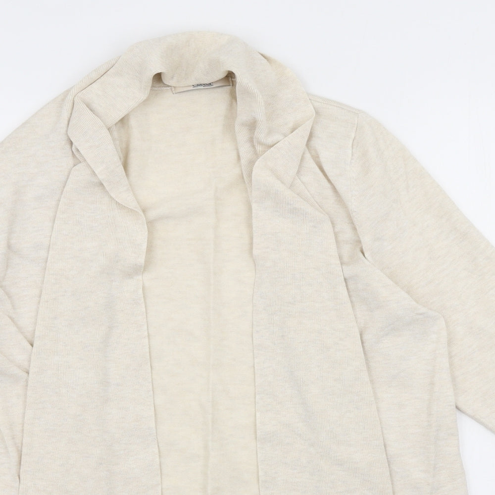 Marks and Spencer Womens Beige Mock Neck Viscose Cardigan Jumper Size 14