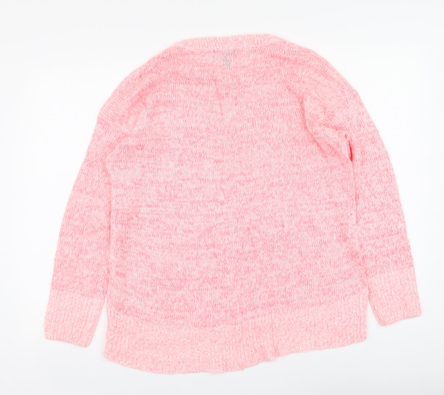 New Look Womens Pink Round Neck Acrylic Pullover Jumper Size M