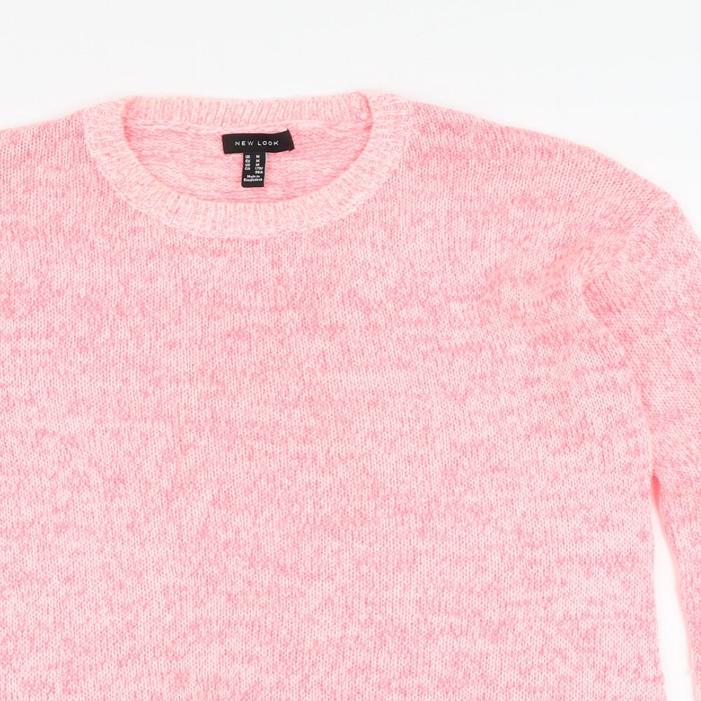 New Look Womens Pink Round Neck Acrylic Pullover Jumper Size M