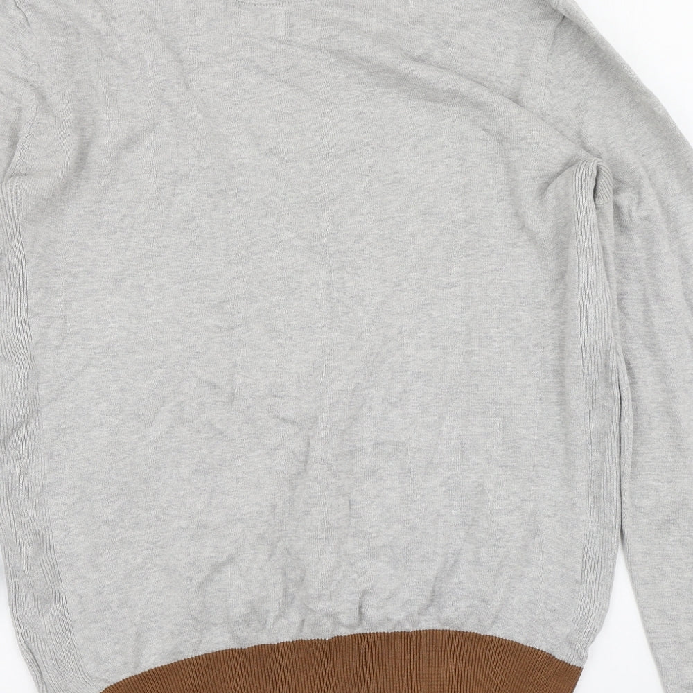 Twisted Soul Mens Grey Round Neck Cotton Pullover Jumper Size M