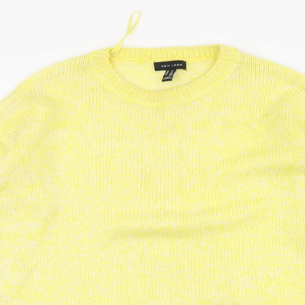 New Look Womens Yellow Round Neck Acrylic Pullover Jumper Size M