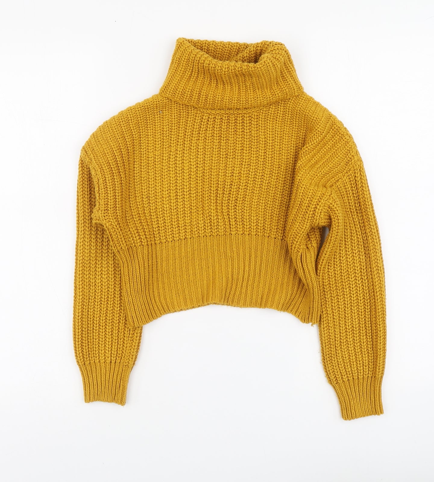 New Look Girls Yellow Roll Neck Acrylic Pullover Jumper Size 9 Years