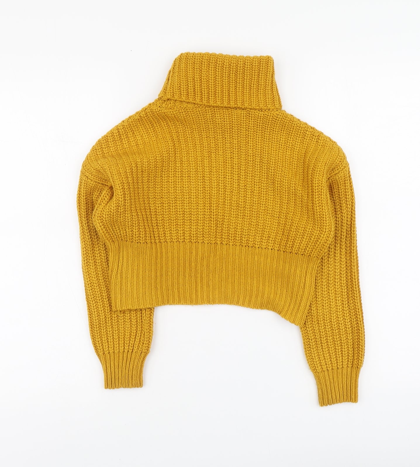 New Look Girls Yellow Roll Neck Acrylic Pullover Jumper Size 9 Years