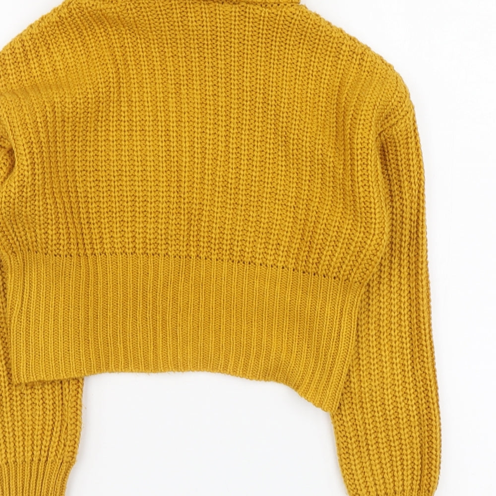 New Look Girls Yellow Roll Neck Acrylic Pullover Jumper Size 9 Years
