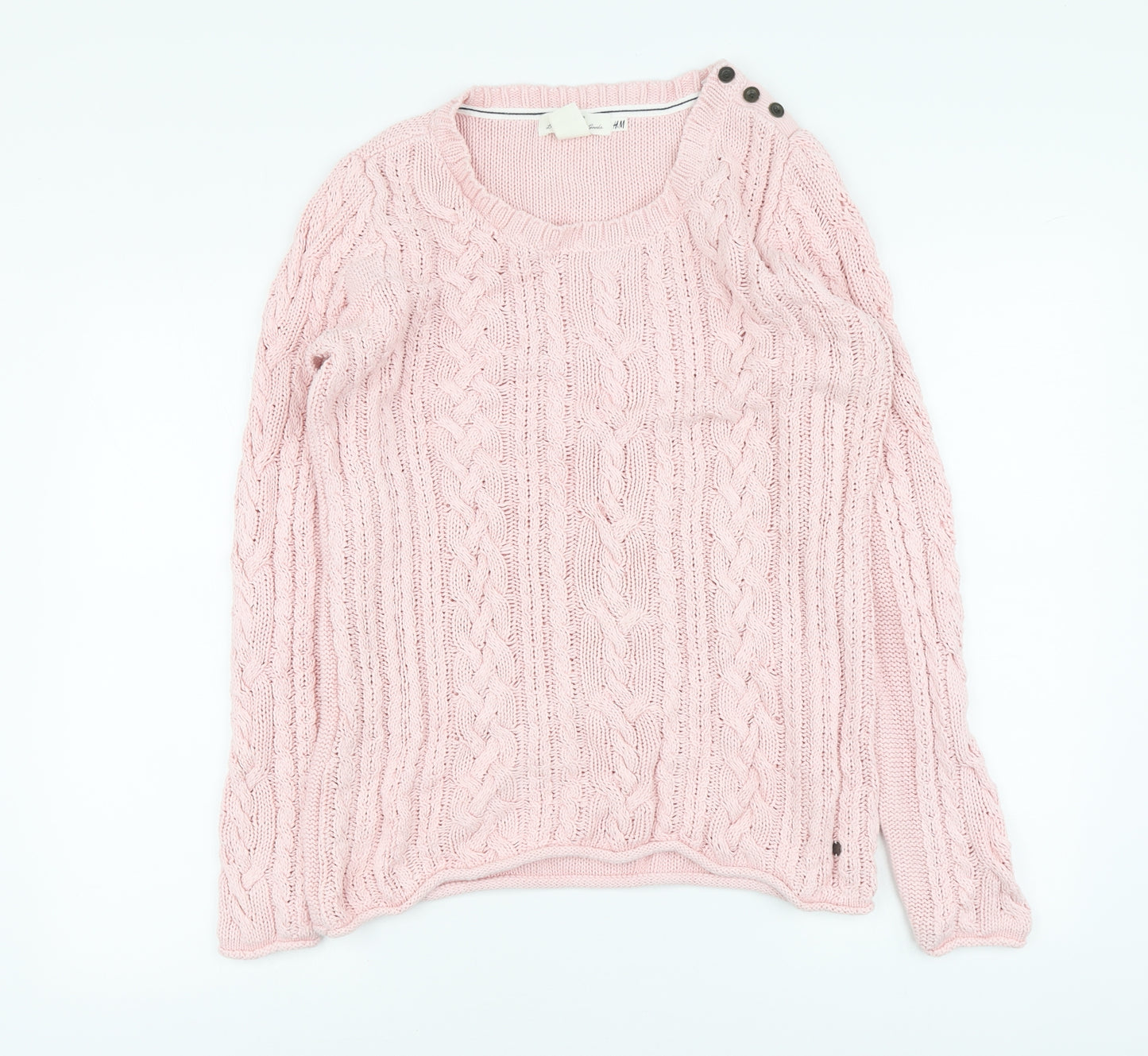 H&M Womens Pink Round Neck Cotton Pullover Jumper Size L