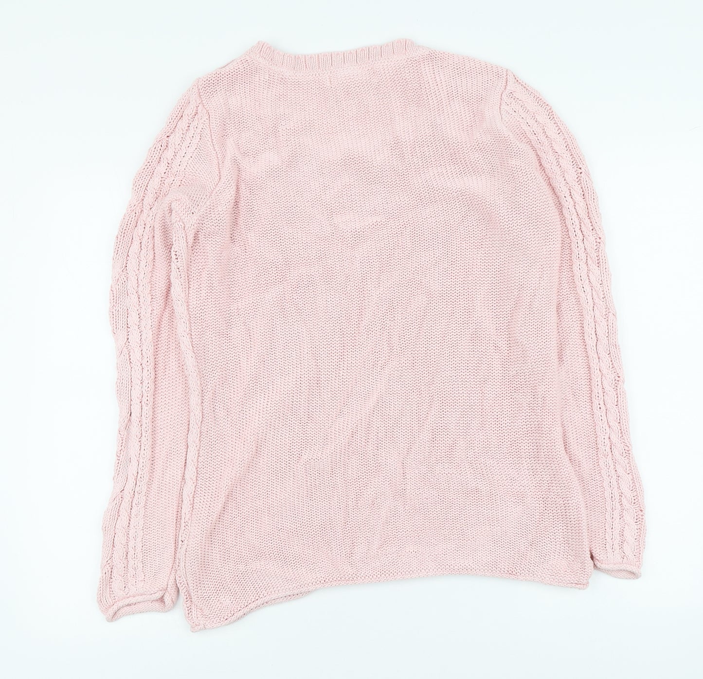 H&M Womens Pink Round Neck Cotton Pullover Jumper Size L