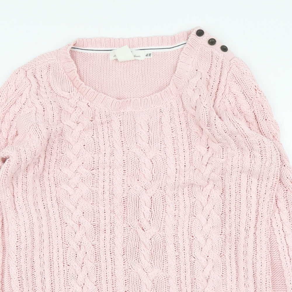 H&M Womens Pink Round Neck Cotton Pullover Jumper Size L