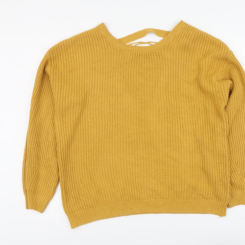 New Look Womens Yellow Round Neck Acrylic Pullover Jumper Size M