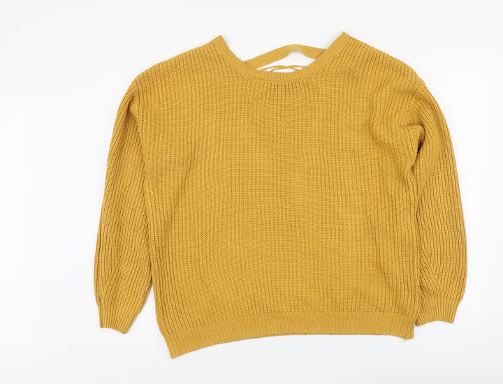 New Look Womens Yellow Round Neck Acrylic Pullover Jumper Size M