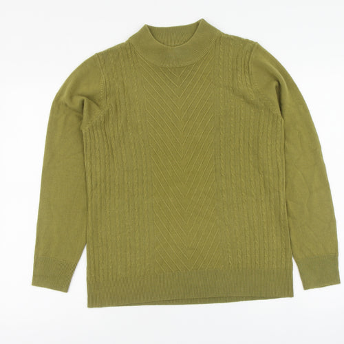 Mudflower Womens Green High Neck Acrylic Pullover Jumper Size S