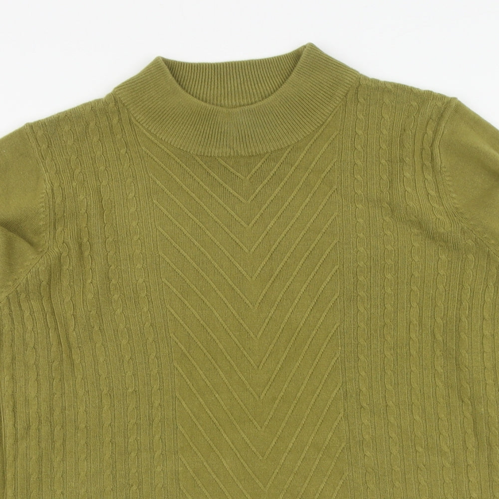 Mudflower Womens Green High Neck Acrylic Pullover Jumper Size S
