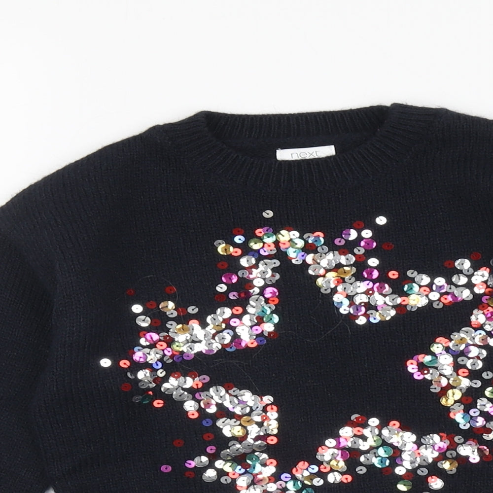 NEXT Girls Green Round Neck Acrylic Pullover Jumper Size 6 Years