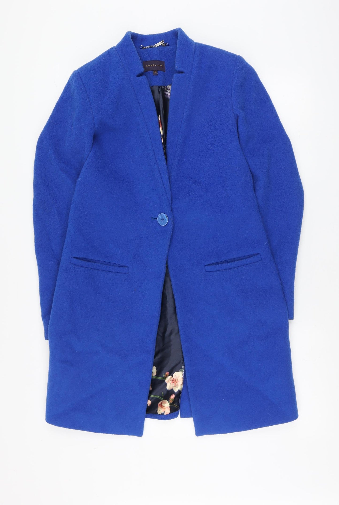 Amaryllis Womens Blue Pea Coat Coat Size 8