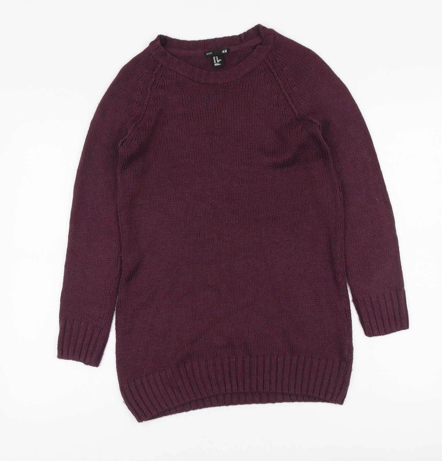 H&M Womens Purple Round Neck Acrylic Pullover Jumper Size XS