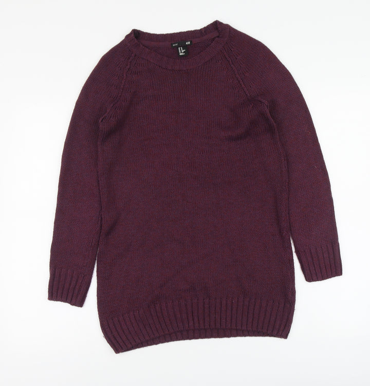 H&M Womens Purple Round Neck Acrylic Pullover Jumper Size XS