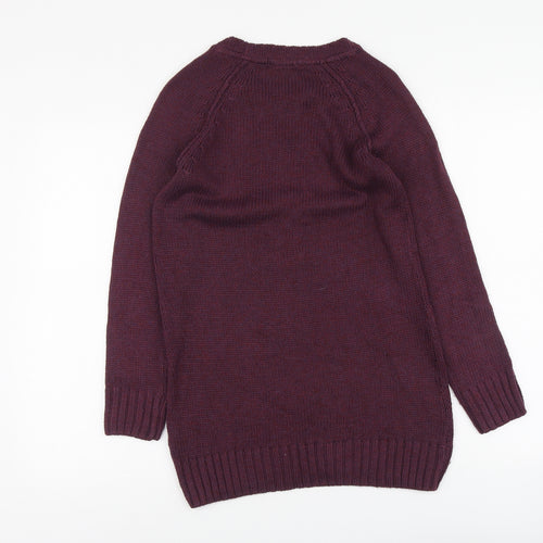 H&M Womens Purple Round Neck Acrylic Pullover Jumper Size XS