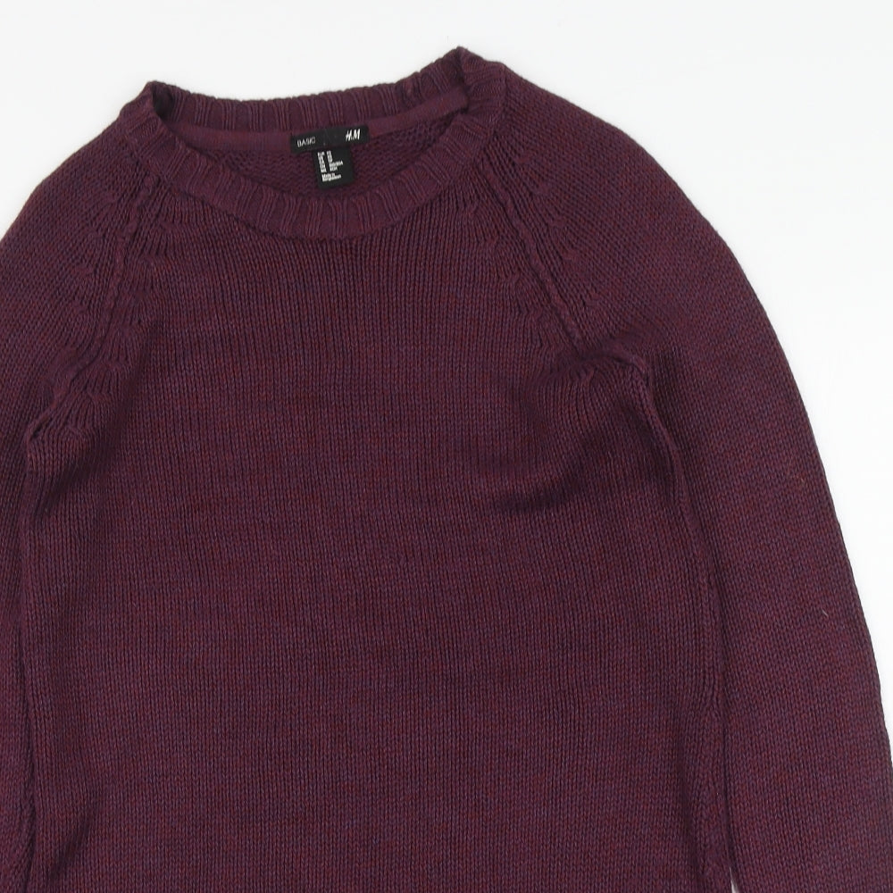 H&M Womens Purple Round Neck Acrylic Pullover Jumper Size XS