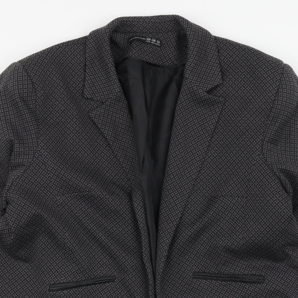Atmosphere Womens Grey Geometric Polyester Jacket Suit Jacket Size 20