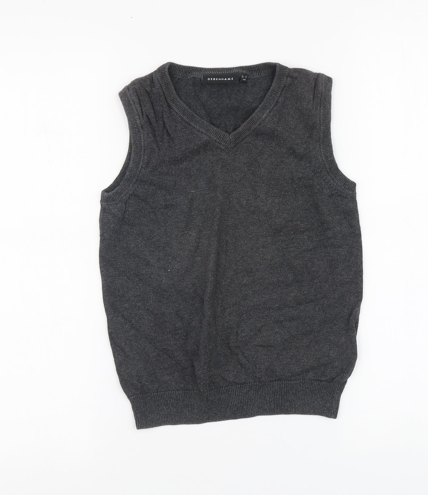 Debenhams Boys Grey Round Neck Cotton Vest Jumper Size 8-9 Years