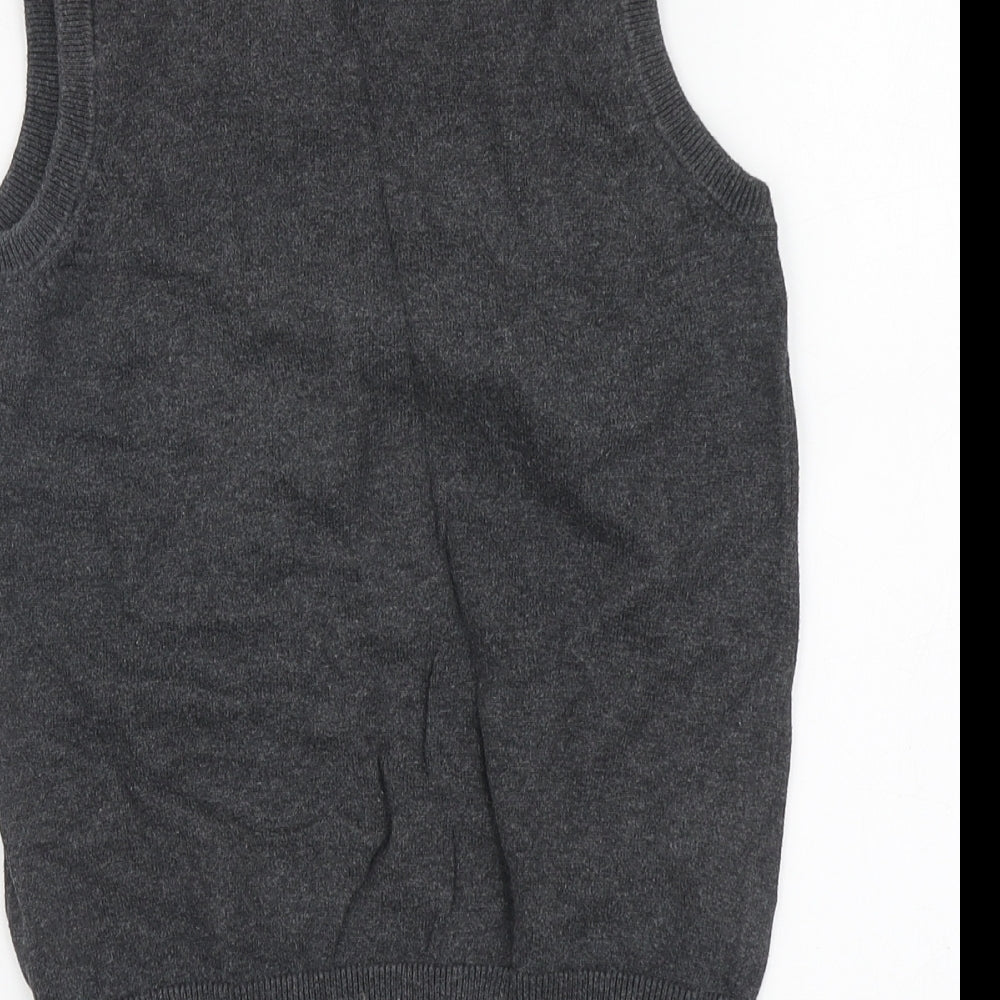 Debenhams Boys Grey Round Neck Cotton Vest Jumper Size 8-9 Years