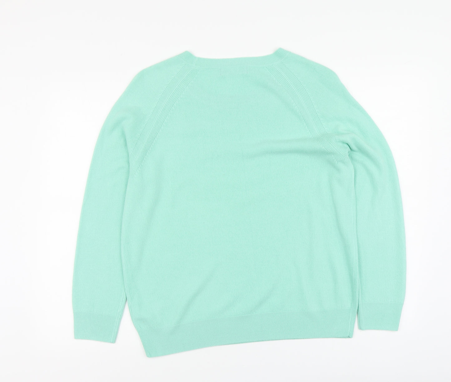 Marks and Spencer Womens Green Round Neck Acrylic Pullover Jumper Size 16