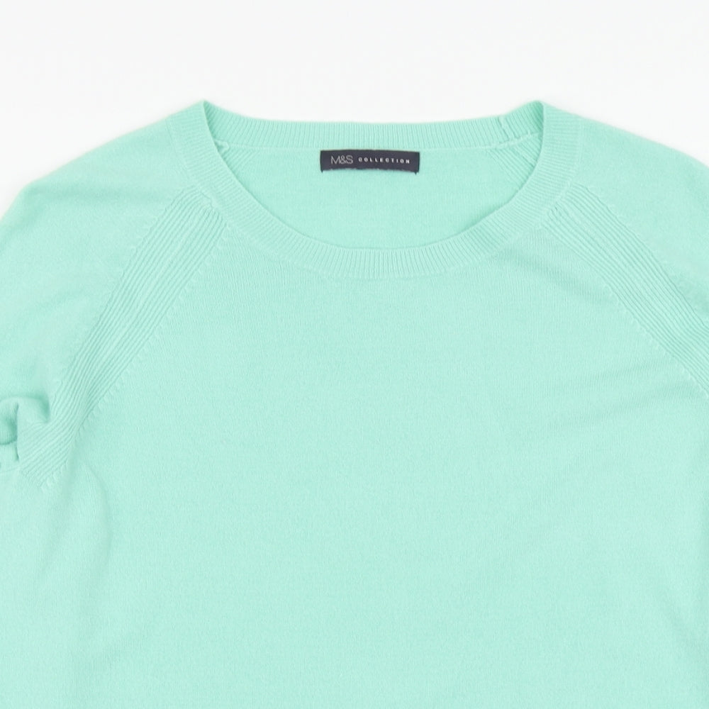 Marks and Spencer Womens Green Round Neck Acrylic Pullover Jumper Size 16