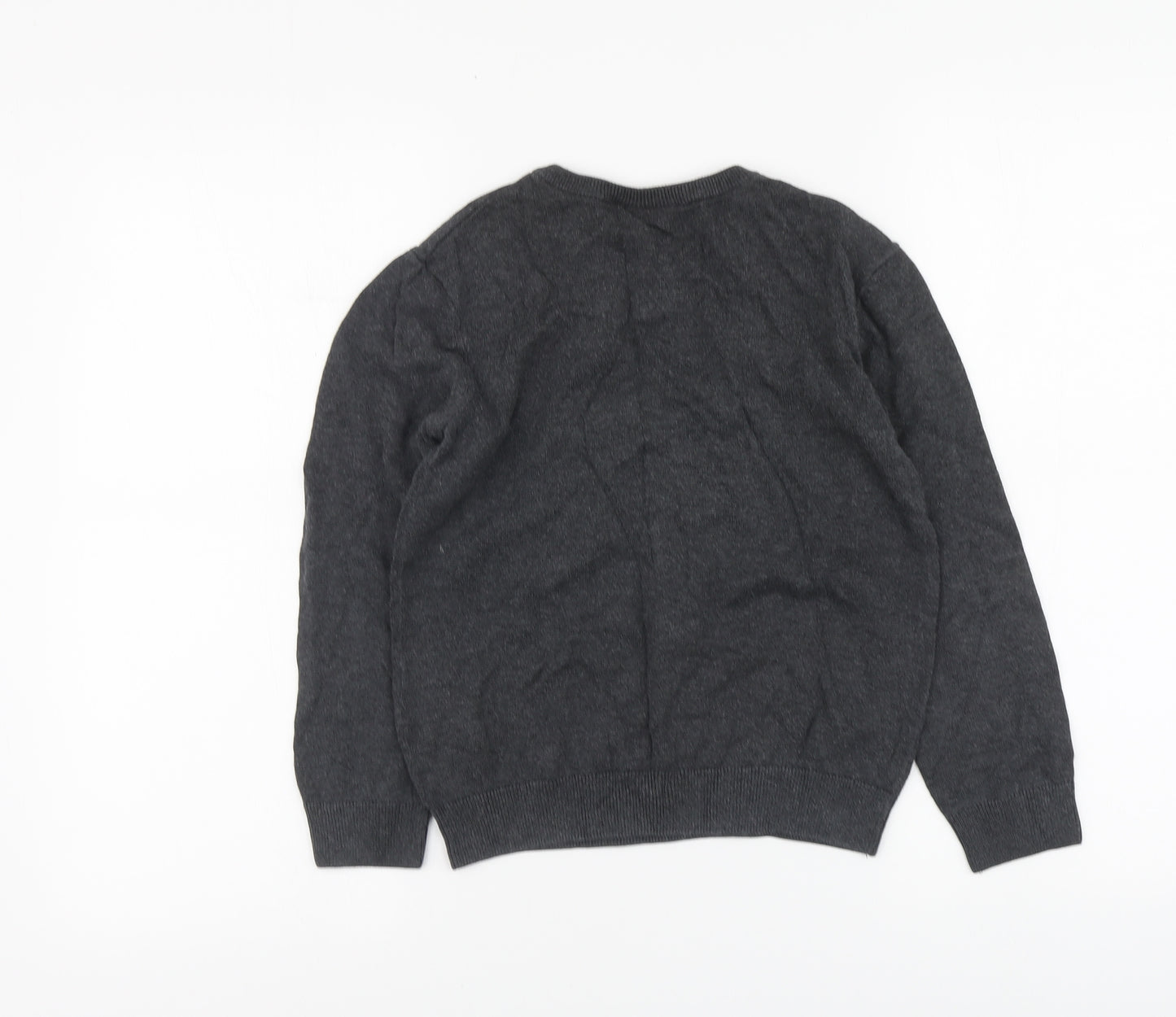 Debenhams Boys Grey V-Neck Cotton Pullover Jumper Size 8-9 Years
