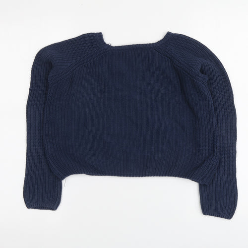 YD Girls Blue Round Neck Cotton Pullover Jumper Size 12-13 Years