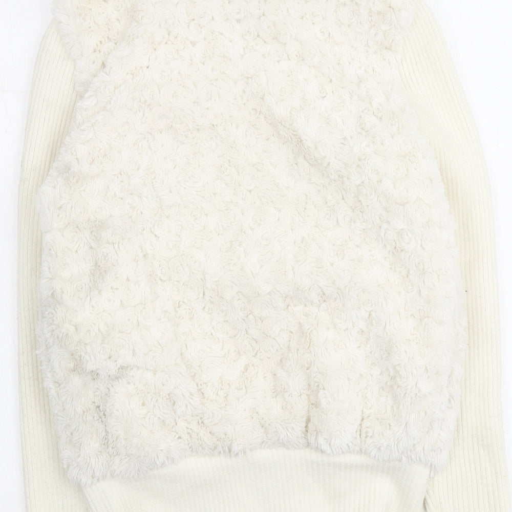 NEXT Womens Ivory High Neck Polyester Full Zip Jumper Size 12