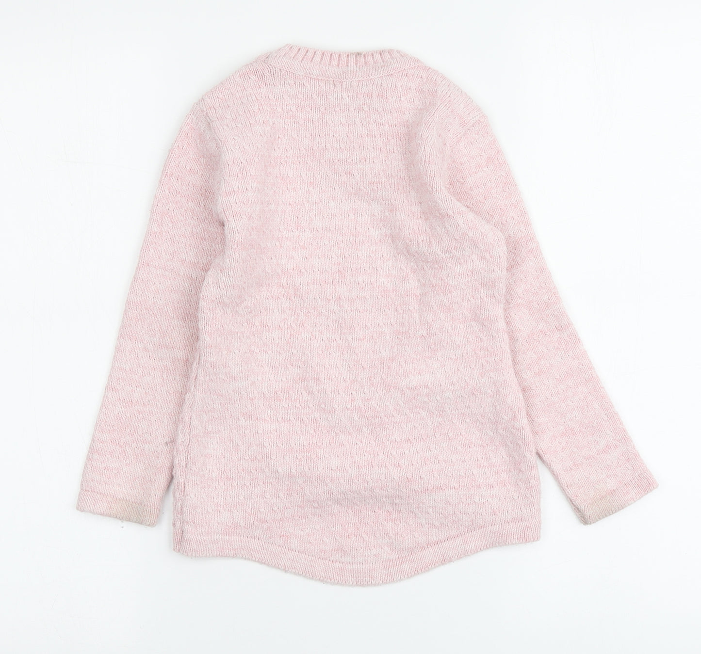 Ton Ton Girls Pink Round Neck Acrylic Pullover Jumper Size 6-7 Years