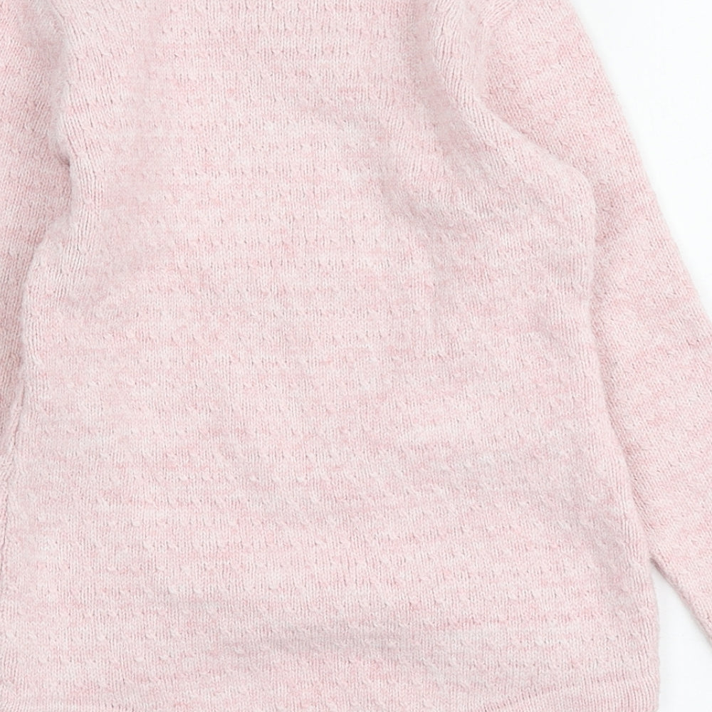 Ton Ton Girls Pink Round Neck Acrylic Pullover Jumper Size 6-7 Years