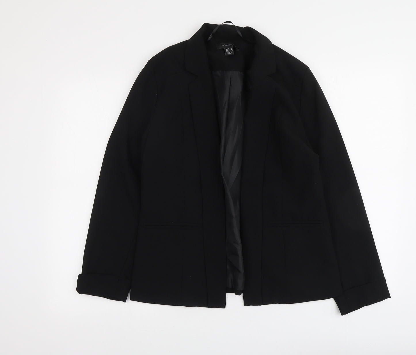 Atmosphere Womens Black Polyester Jacket Suit Jacket Size 12