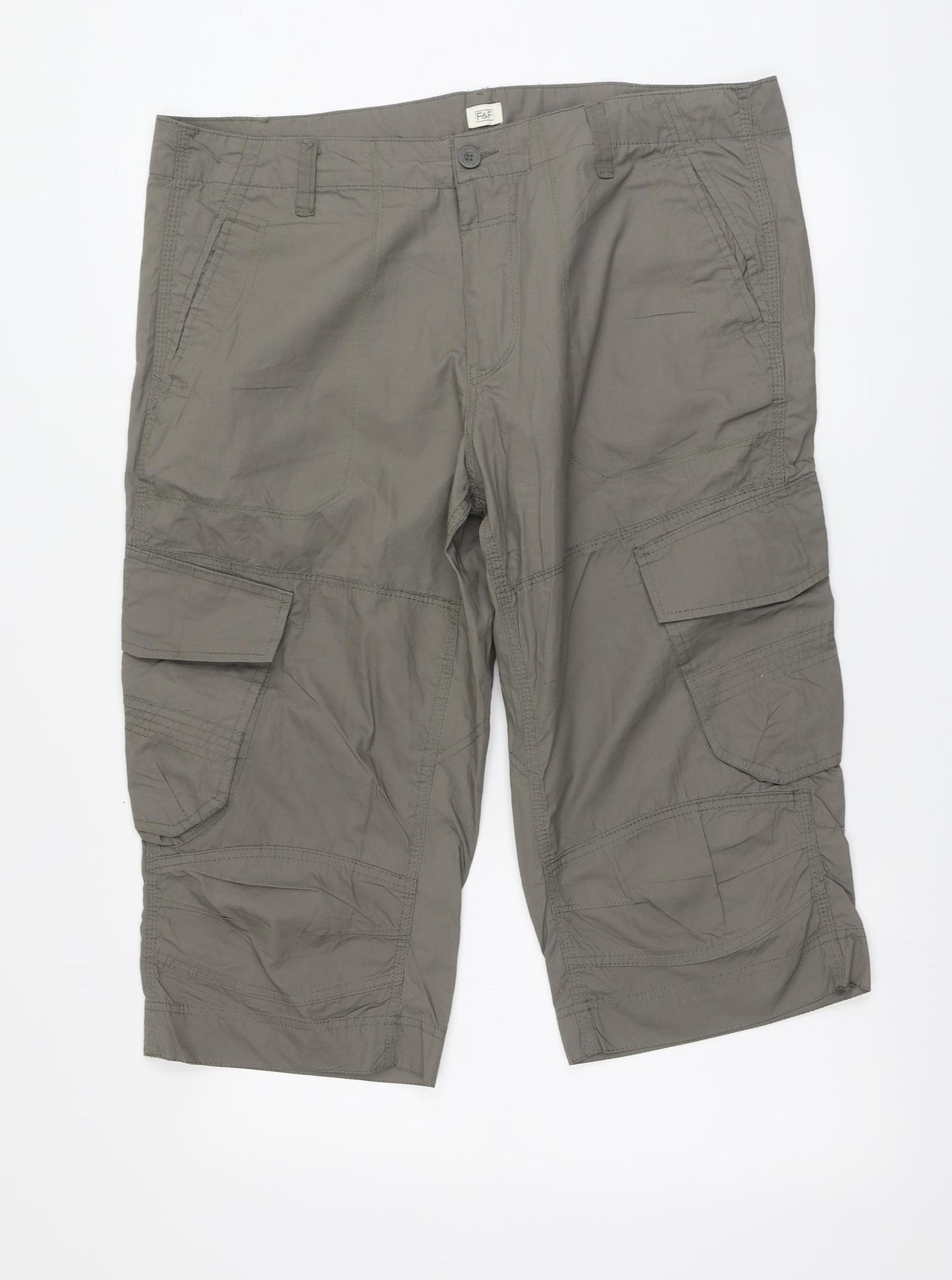 F&F Mens Grey Cotton Bermuda Shorts Size 38 L16 in Regular
