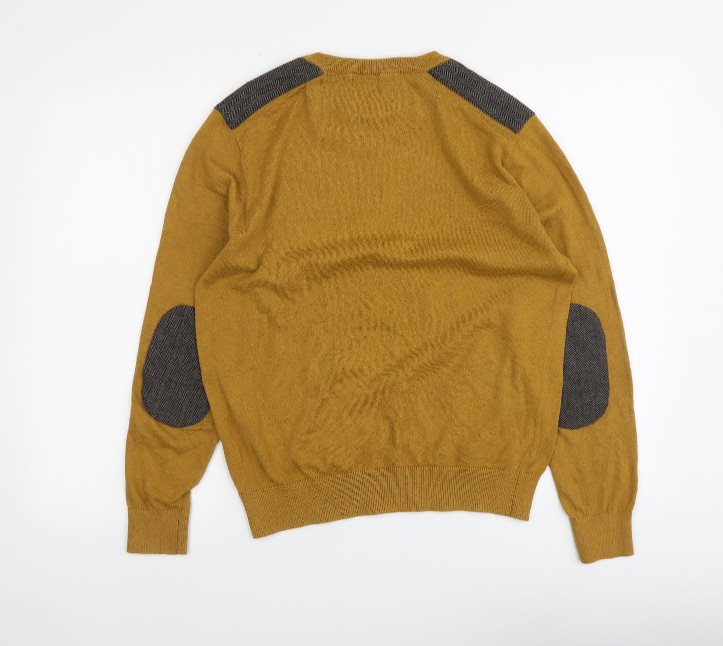 Burton Menswear Mens Yellow Round Neck Cotton Pullover Jumper Size S